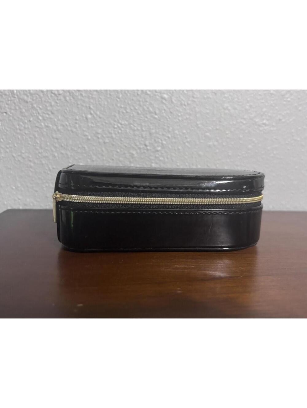 Travel Jewelry Box Black Patent Leather Look